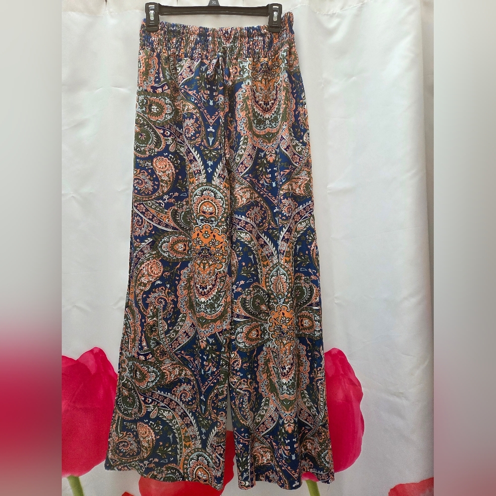 SHEIN Multicolor Paisley Wide-Leg Pants Sz M